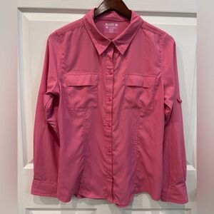 Reel Legends Top Womens Medium Pink Button Up Freewater Vented Fishing